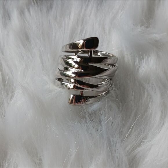 Sterling Silver Wide Stacked Ring - Size 7 and 8 - Picture 8 of 12